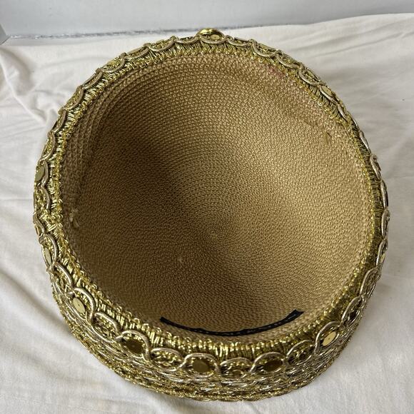 VTG Whittall & Shon Church Derby Pillbox Gold Button Sequins Statement Piece W main image 6